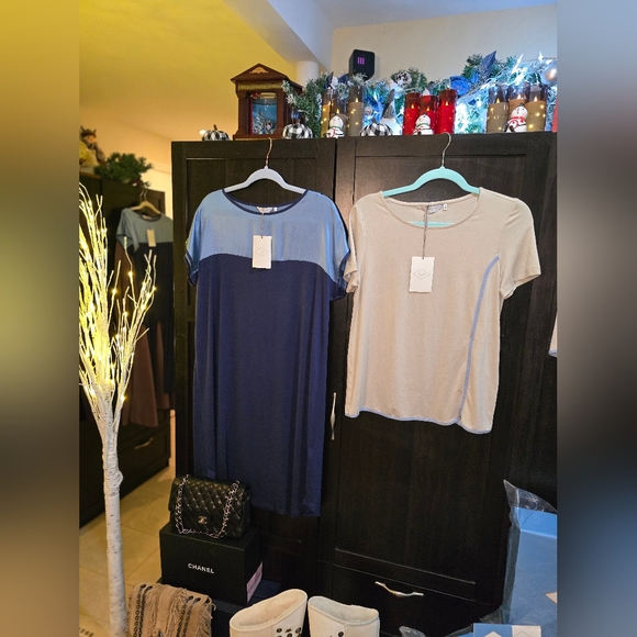 Frette Luxury NWT 2025 Spring Beige Blue Pajamas Top/Short Pants! 💝 - Picture 7 of 17